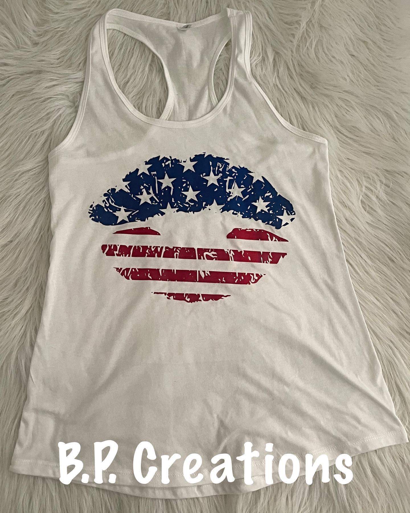 American Flag Lips tank